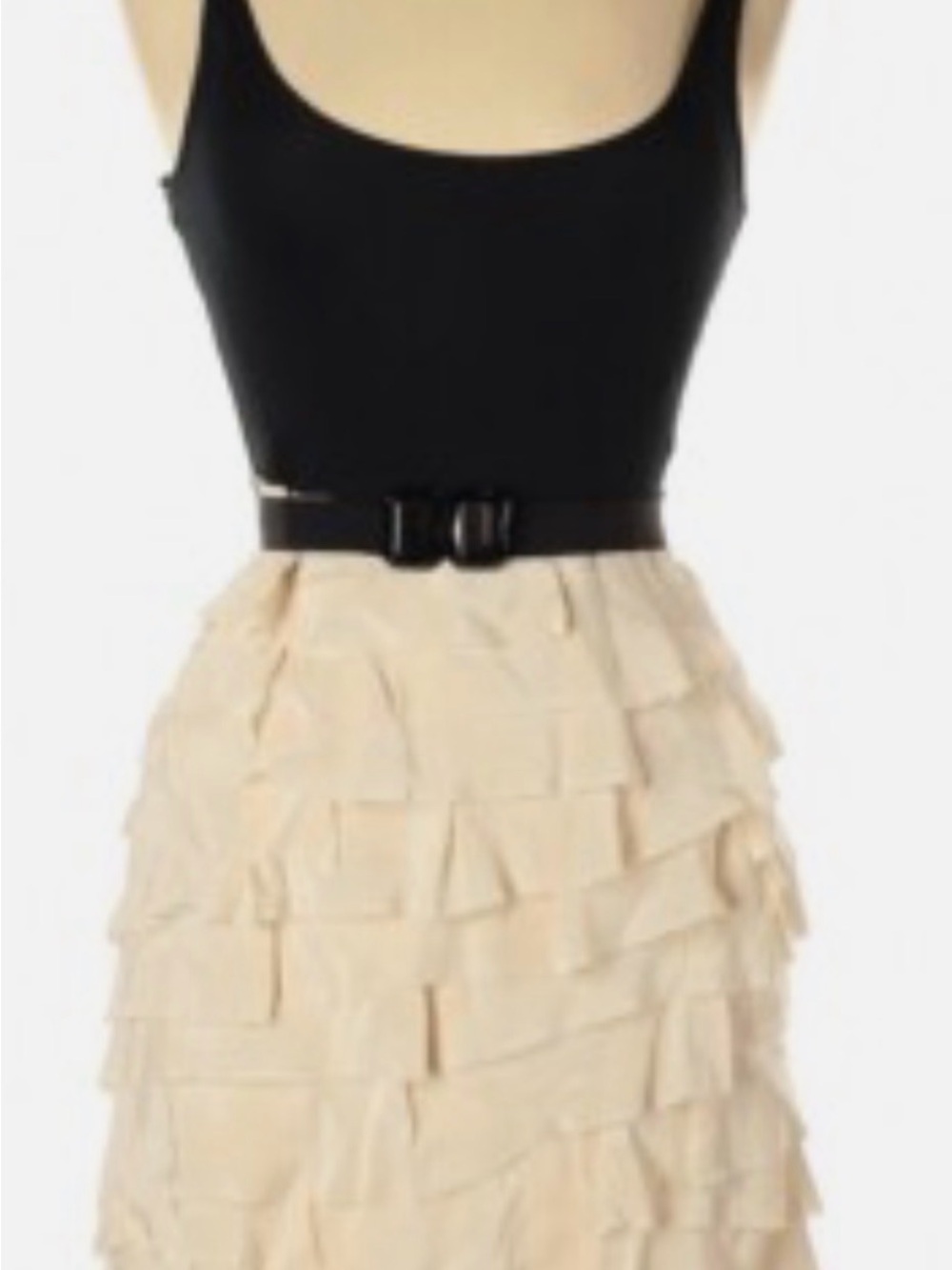 BCBGMAXAZRIA Sleeveless Ruffled Colorblock Cocktail Dress Black/Ivory Size 0